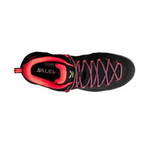 Dámska nízka turistická celokožená obuv SALEWA Wildfire Leather GTX W black fluo coral