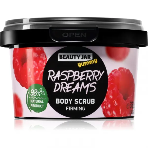Beauty Jar Yummy Raspberry Dreams spevňujúci telový peeling 360 g