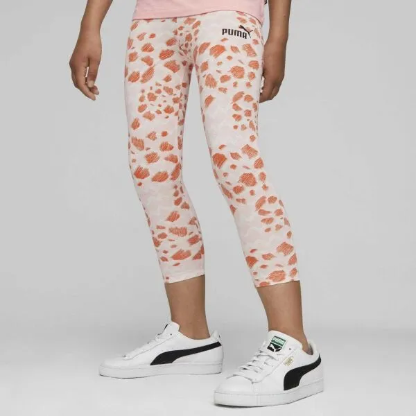 Puma ESSENTIALS MIX MTCH AOP LEGGINGS G Dievčenské legíny, béžová, veľkosť