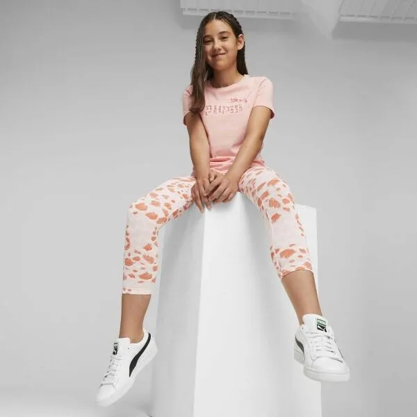 Puma ESSENTIALS MIX MTCH AOP LEGGINGS G Dievčenské legíny, béžová, veľkosť