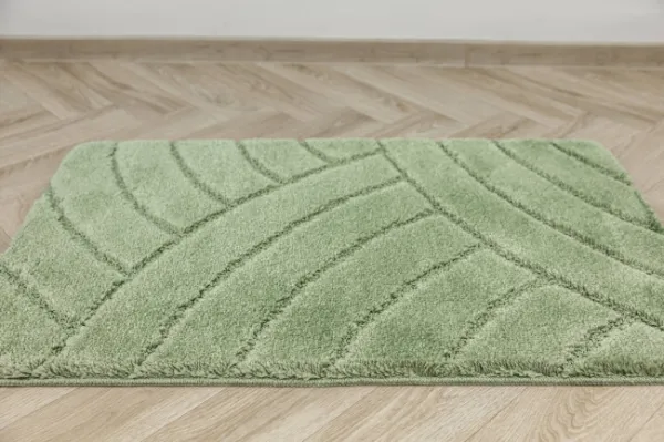 Kúpeľňový koberček Sash Sage zelený, pruhy