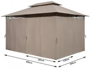 Záhradný altánok 4x3m SH04TA taupe Dekorhome