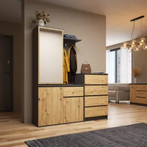 Ak furniture Předsíňová stěna Entro grafit/dub artisan