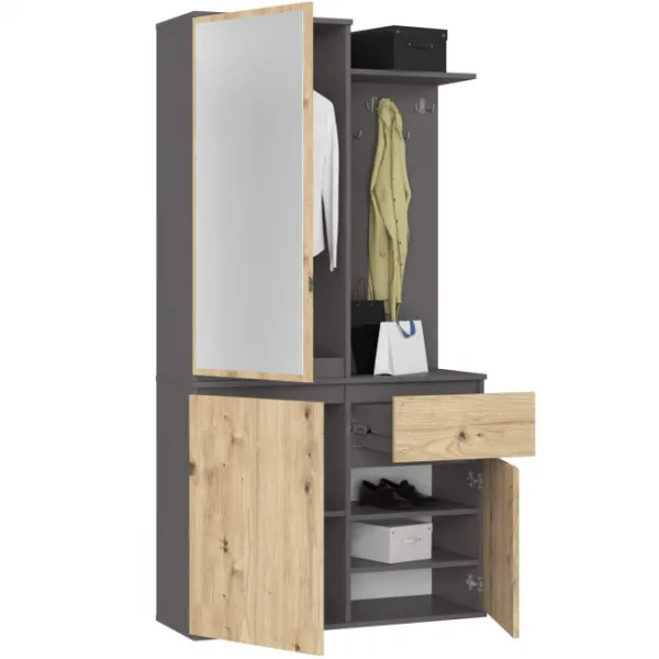Ak furniture Předsíňová stěna Entro grafit/dub artisan