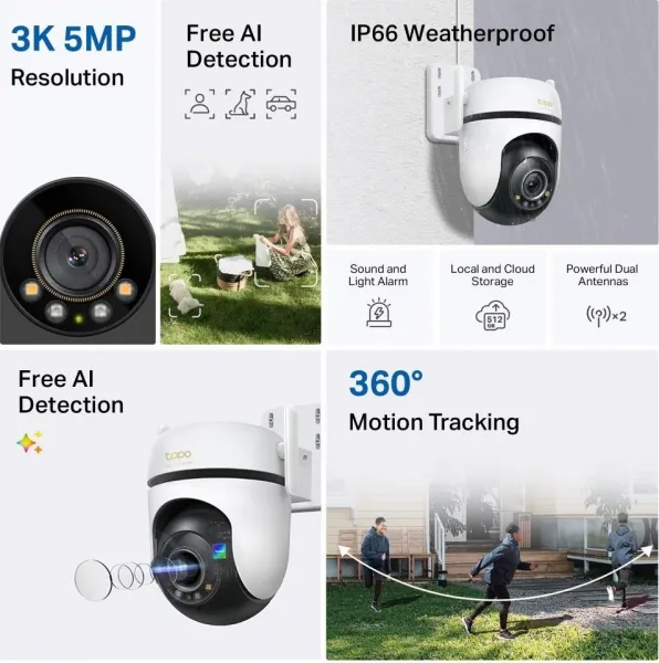 TP-Link Tapo C530WS venkovní-outdoor kamera (5MP, 3K 1620p, WiFi, IR 30m, microSD card)