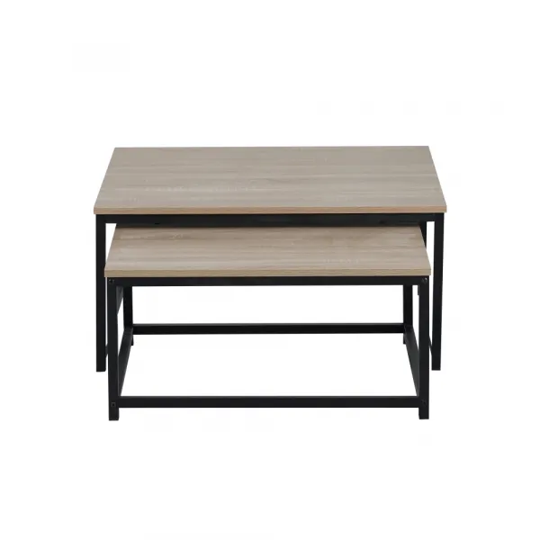 Konferenčné stolíky, set 2 ks, dub sonoma/čierna, KASTLER 2 NEW TYP 1