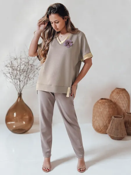 Dámska oversize blúzka SHINE LOVE mokka
