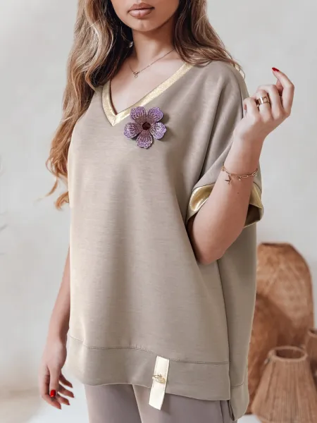 Dámska oversize blúzka SHINE LOVE mokka