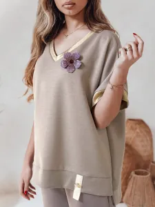 Dámska oversize blúzka SHINE LOVE mokka