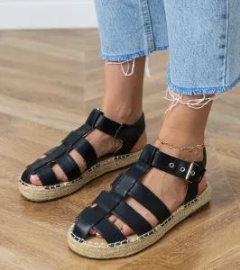 Gemre Čierne sandále espadrilky uzavreté Kleona
