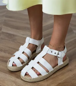 Gemre Biele sandále espadrilky uzavreté Kleona