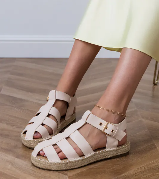 Gemre Béžové sandále espadrilky uzavreté Kleona