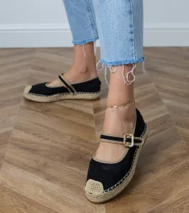 Gemre Čierne espadrilky s ozdobnou prackou Pilata