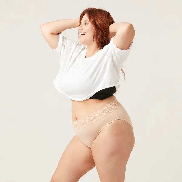 Menštruačné nohavičky Modibodi Sensual Hi-Waist Bikini Light-Moderate Beige (MODI4035B) M