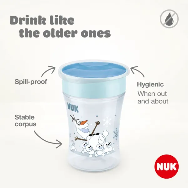 Detský hrnček Mini Magic NUK 360 ° s viečkom Frozen Olaf 230 ml