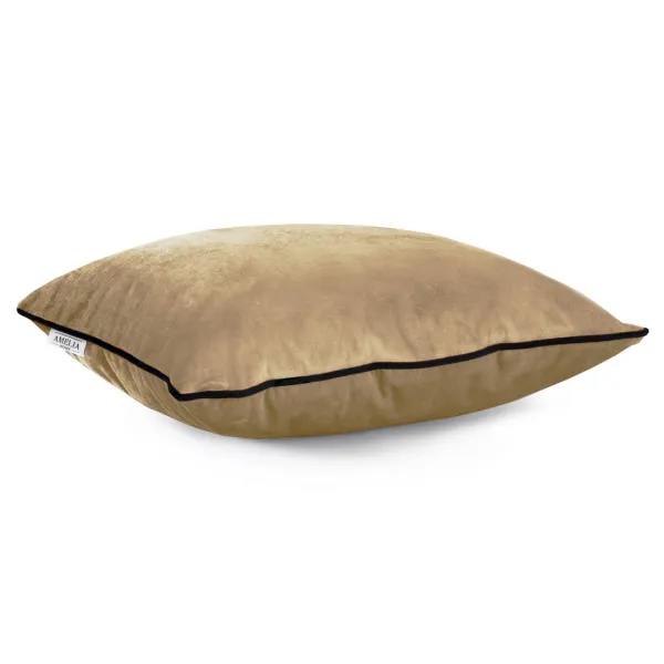 Obliečky na vankúše AmeliaHome Velvet Piping horčicové, veľkosť 45x45