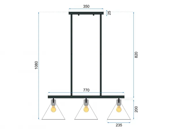 TooLight Stropné svietidlo APP318-3CP čierne/priehľadné