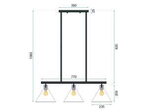 TooLight Stropné svietidlo APP318-3CP čierne/priehľadné