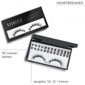 Nanolash DIY Eyelash Extensions trsové nalepovacie mihalnice bez uzlíka Heartbreaker 36 ks