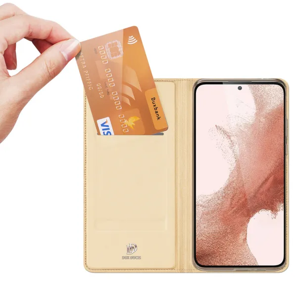 Dux Ducis Skin Pro knižkové kožené puzdro na Samsung Galaxy S23 Plus, zlaté