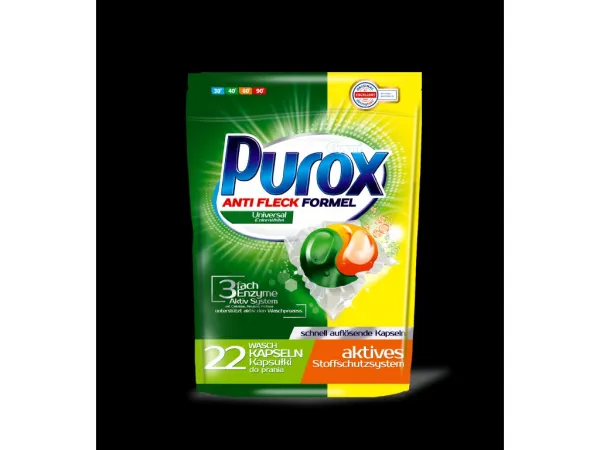 Gelové kapsulky do prania Purox Universal 22ks s ochranou proti vodnému kameňu