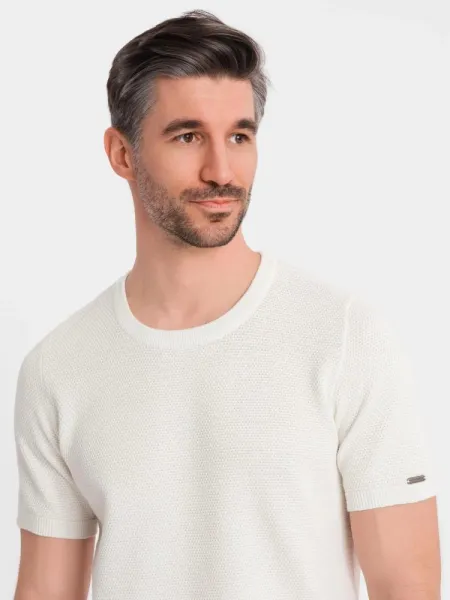 Trendy pánske tričko s krátkym rukávom- biele