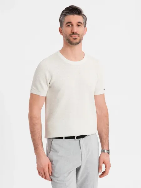 Trendy pánske tričko s krátkym rukávom- biele