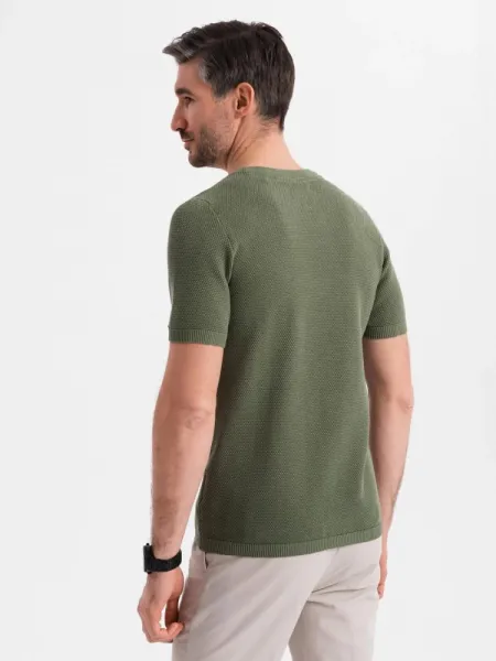 Trendy pánske tričko s krátkym rukávom- olivové