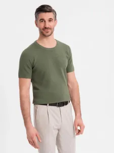 Trendy pánske tričko s krátkym rukávom- olivové