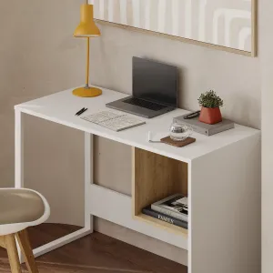 Písací stôl Houseland Indy M4 biely/dub safírový
