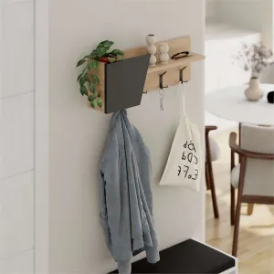 Nástenný vešiak Houseland Eleva dub safírový/antracitovo sivý