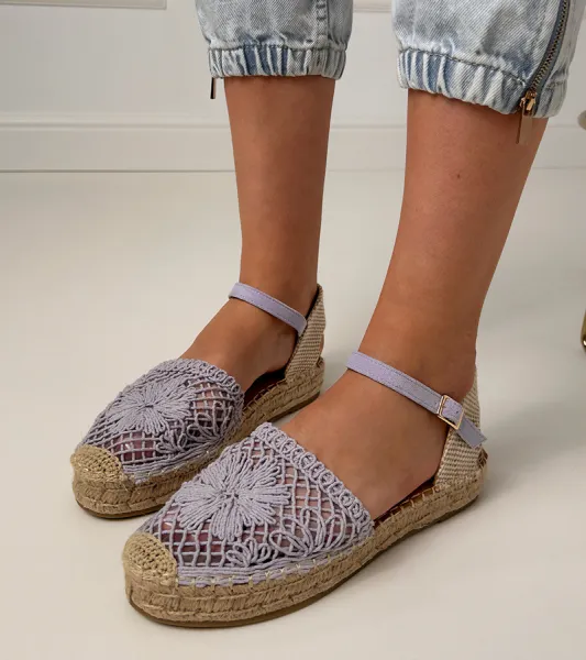 Gemre Fialové sandále espadrilky ažúrové Santos