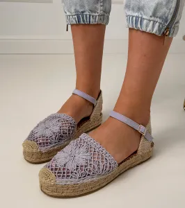 Gemre Fialové sandále espadrilky ažúrové Santos