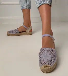 Gemre Fialové sandále espadrilky ažúrové Santos