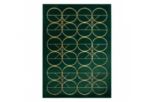 Koberec EMERALD exkluzívny 1010 glamour, styl kruhy fľaľkovo zelený / zlatý