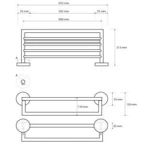 SAPHO - X-STEEL polička na uteráky s hrazdou, nerez mat XS406