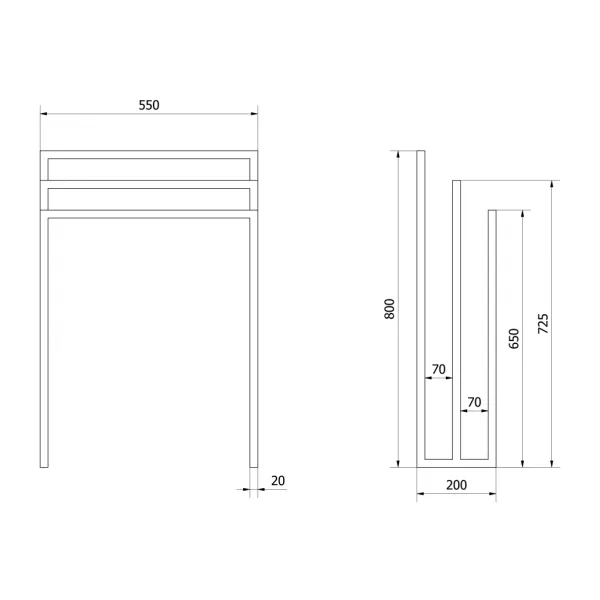 SAPHO - SKA Stojan na uteráky, 550x800x200, čierna mat SKA303