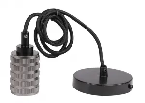 Čierna kovová závesná lampa s objímkou E27