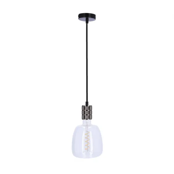 Čierna kovová závesná lampa s objímkou E27