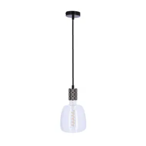 Čierna kovová závesná lampa s objímkou E27