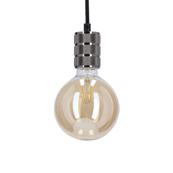 Čierna kovová závesná lampa s objímkou E27
