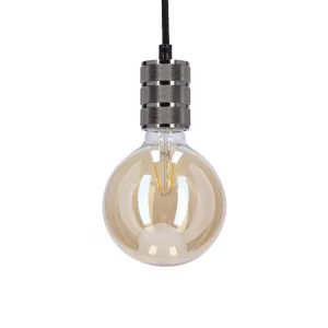 Čierna kovová závesná lampa s objímkou E27