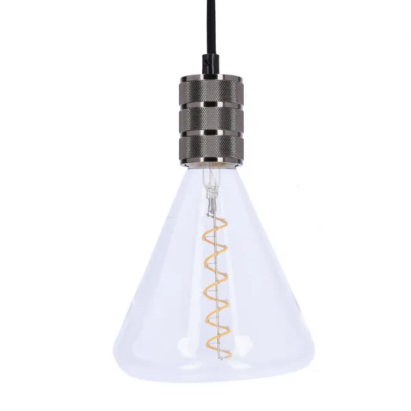 Čierna kovová závesná lampa s objímkou E27