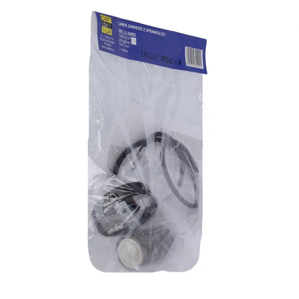 Čierna kovová závesná lampa s objímkou E27