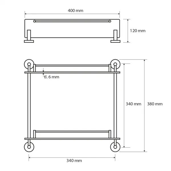 SAPHO XR602 X-Round E sklenená polička dvojitá 40 cm