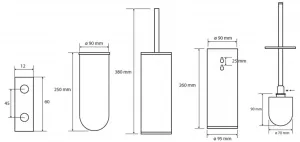 HOPA - WC kefa valcová na postavenie alebo zavesenie, 95×380×105 mm - Farba - Grafit KDBE156313067