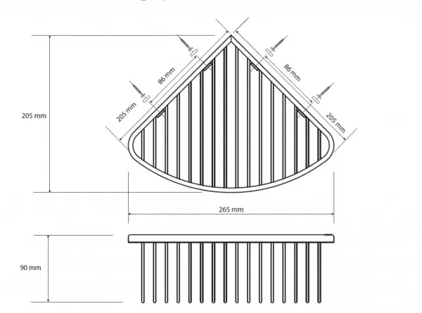 HOPA - Polička do sprchy rohová, 265×90×205 mm - Farba - Grafit KDBE156208312