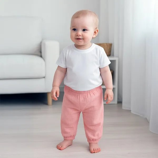 Detská bavlnená súprava tričko a mušelínové nohavice New Baby Kindergarten ružová 110 (4-5r)
