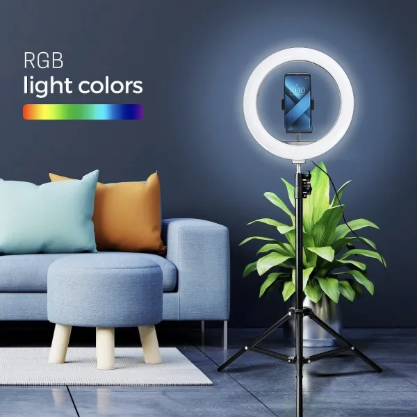 MG Selfie Ring Fill kruhové RGB LED svetlo 12'' + statív, čierne (P8570)