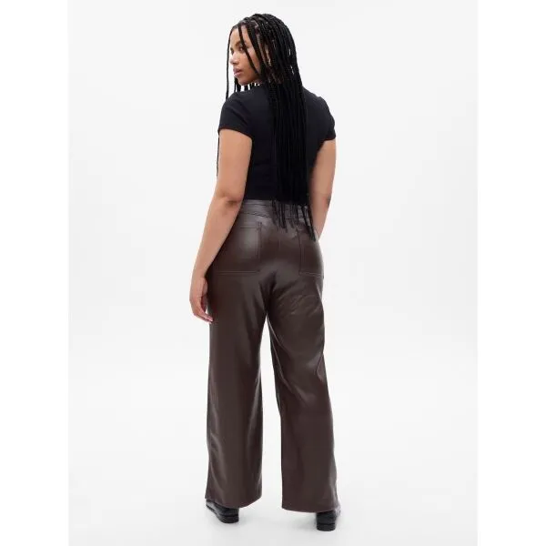 GAP FAUX LEATHER Dámske nohavice, hnedá, veľkosť